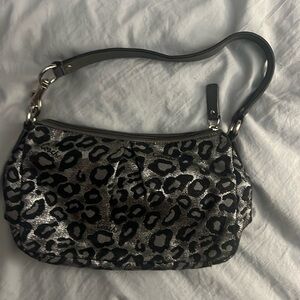 Silver Cheetah small coach purse